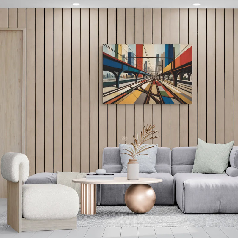 Chicago CTA Train Lines Pop Art - Canvas Wall Art Living Room