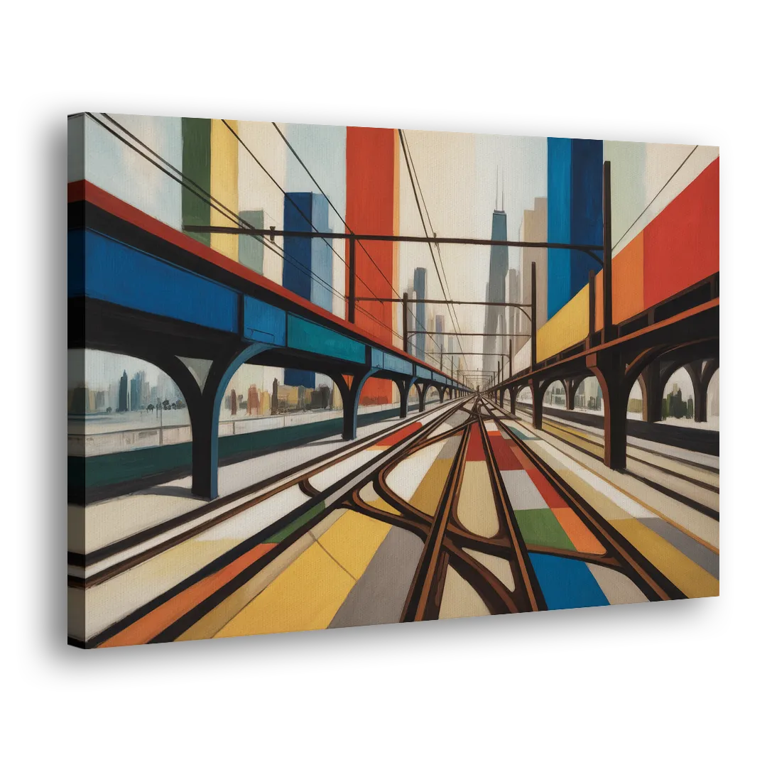 Chicago CTA Train Lines Pop Art Side - Canvas Wall Art