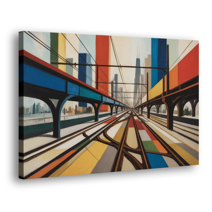 Chicago CTA Train Lines Pop Art Side - Canvas Wall Art