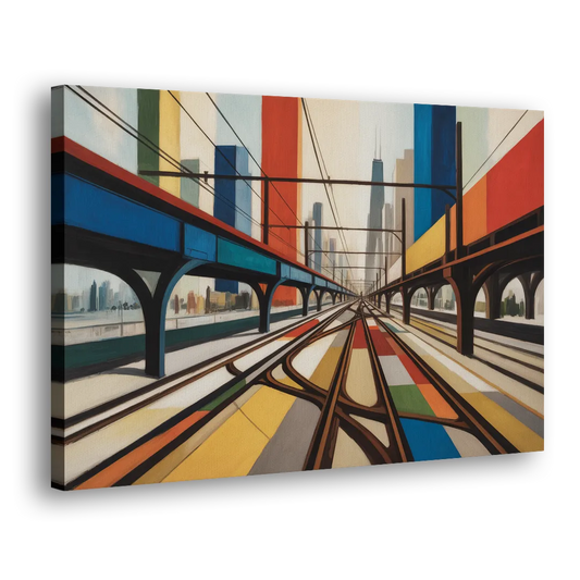 Chicago CTA Train Lines Pop Art Side - Canvas Wall Art