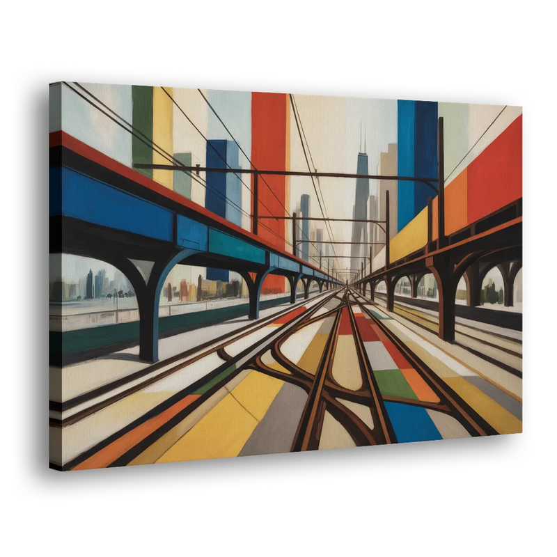Chicago CTA Train Lines Pop Art - Canvas Print Art Sides
