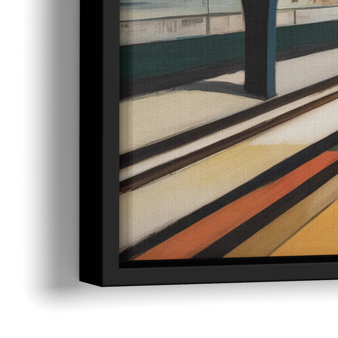 Chicago CTA Train Lines Pop Art - Close-Up Black Frame Canvas