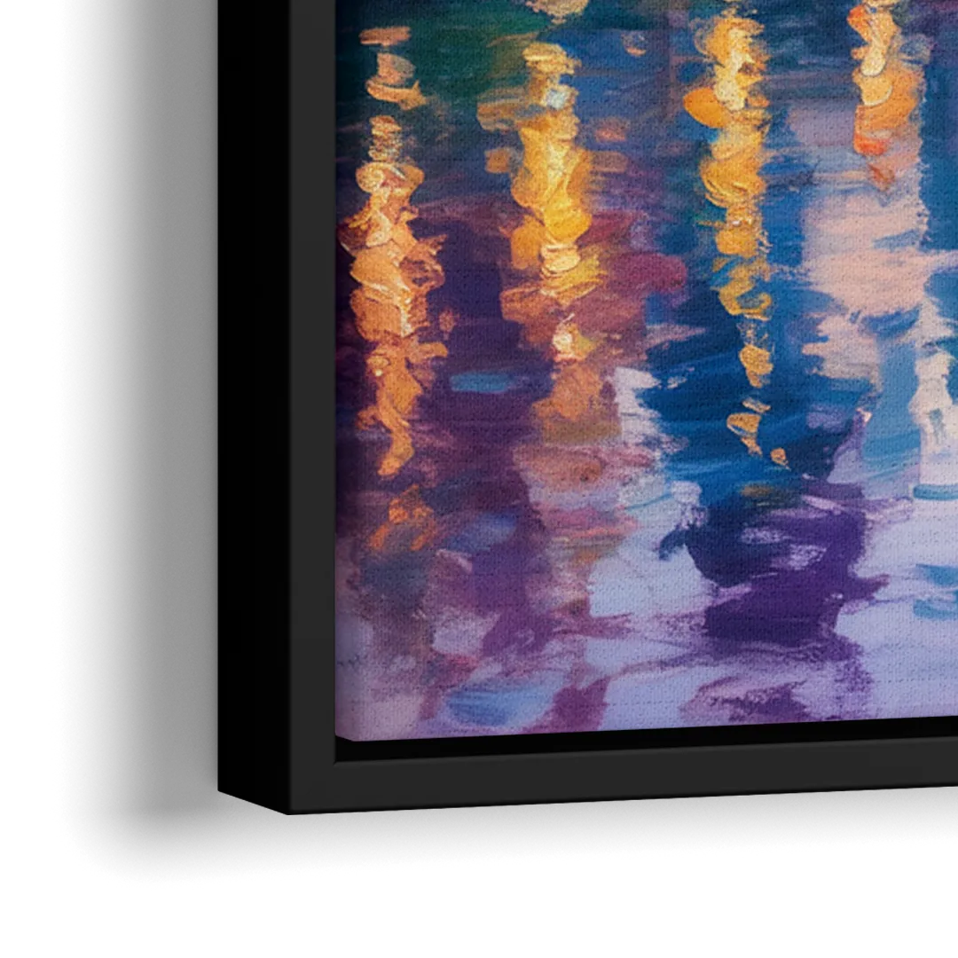 Chicago City Lights Long Exposure - Close-Up Black Frame Canvas