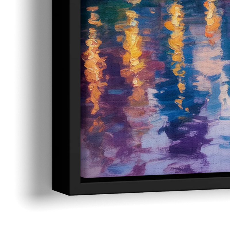 Chicago City Lights Long Exposure - Close-Up Black Frame Canvas