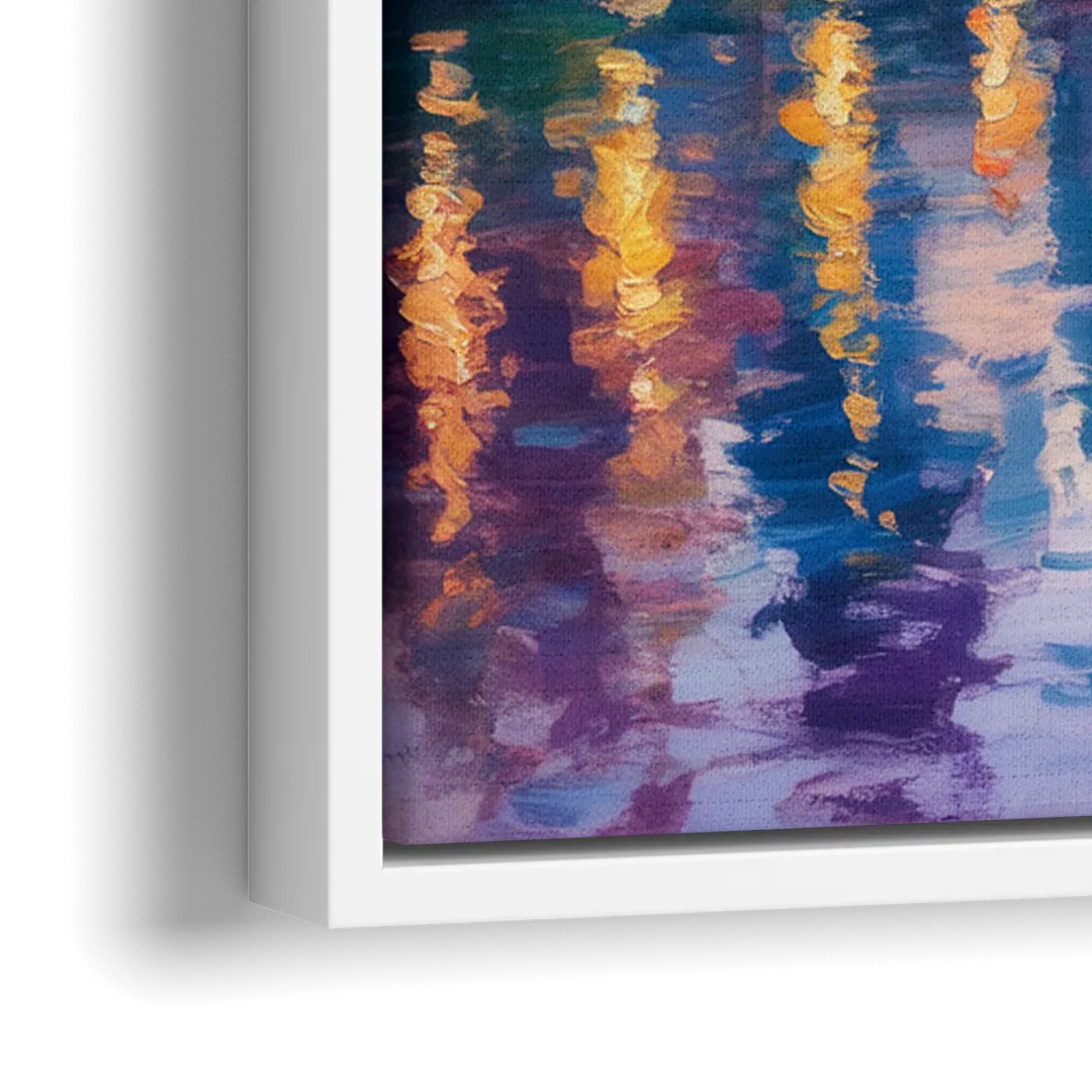 Chicago City Lights Long Exposure - Close-Up White Frame Canvas