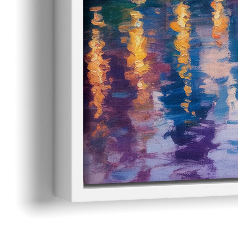 Chicago City Lights Long Exposure - Close-Up White Frame Canvas