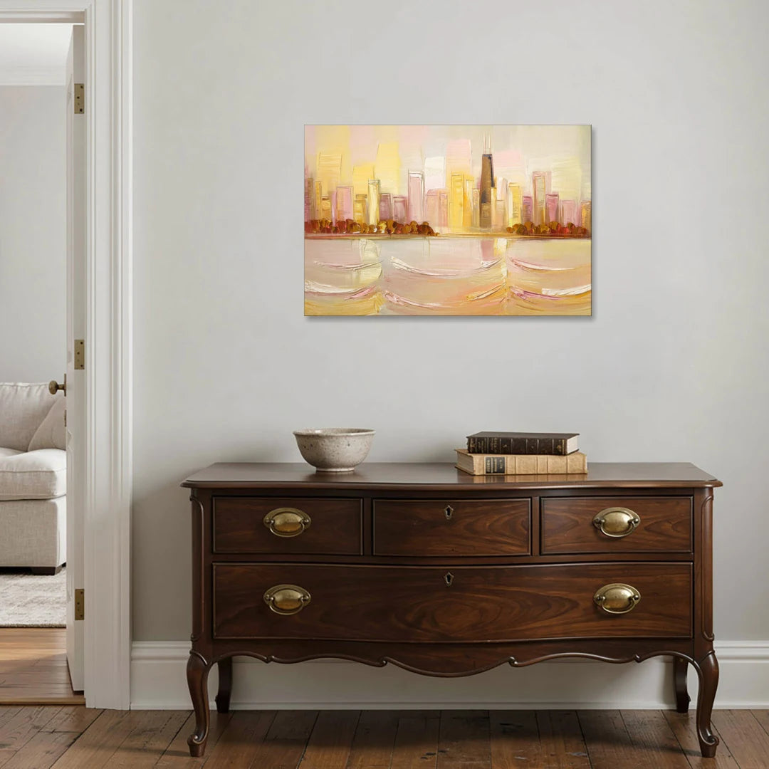 Chicago Cityscape At Dawn - Canvas Wall Art - Coffee Table - 36x24