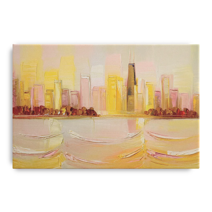 Chicago Cityscape At Dawn Front - Canvas Wall Art