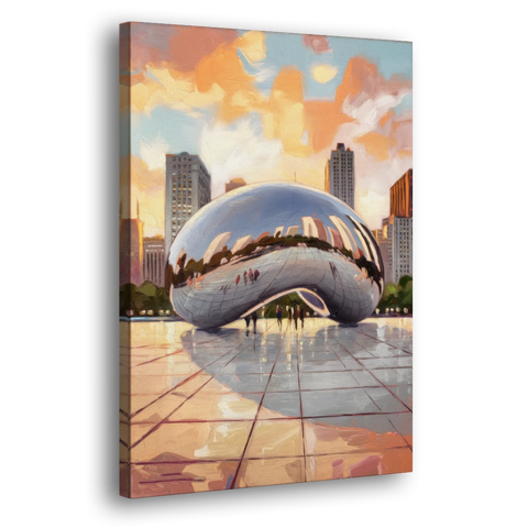 Chicago Cloud Gate Reflection - Canvas Wall Art - Side