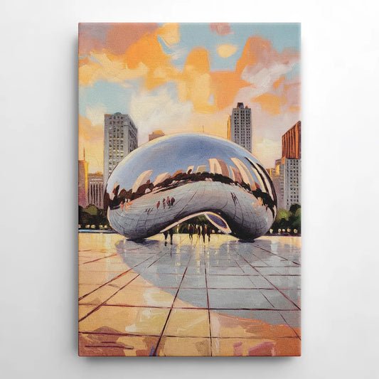 Chicago Cloud Gate Reflection - Canvas Wall Art