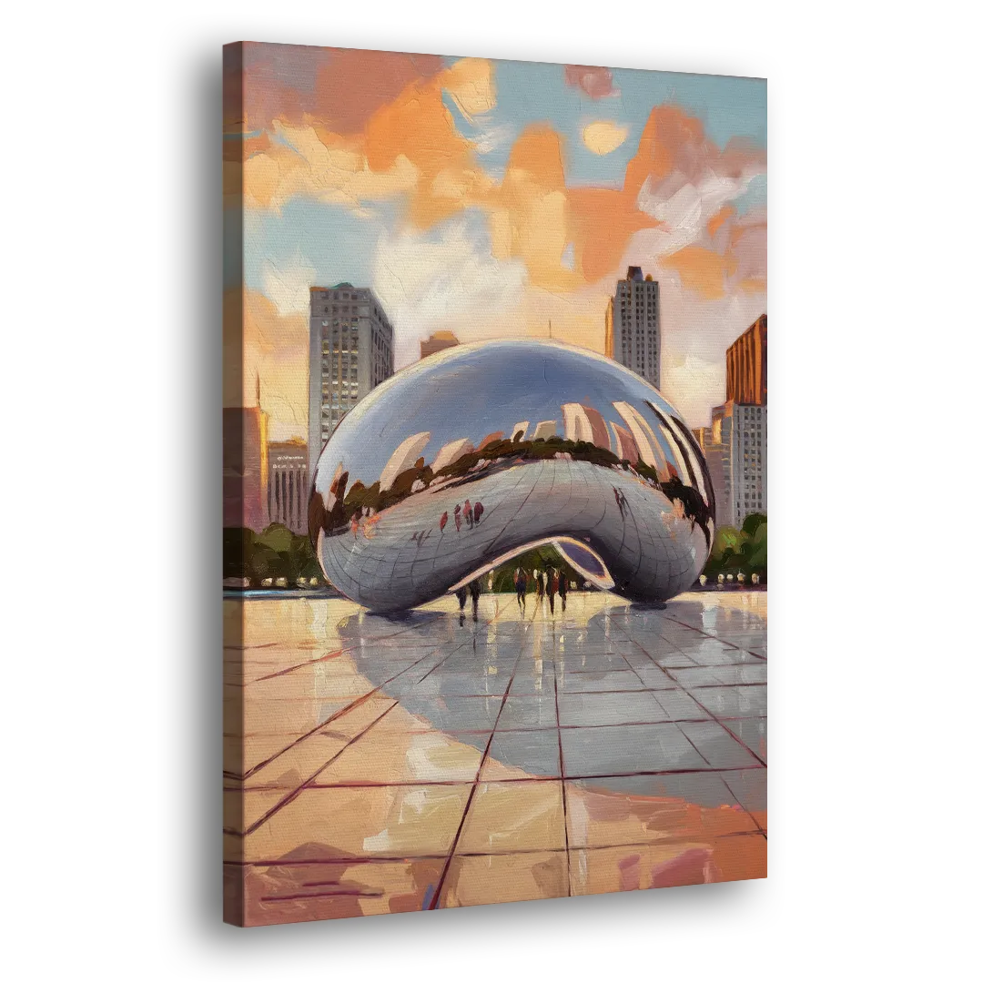 Chicago Cloud Gate Reflection Side - Canvas Wall Art