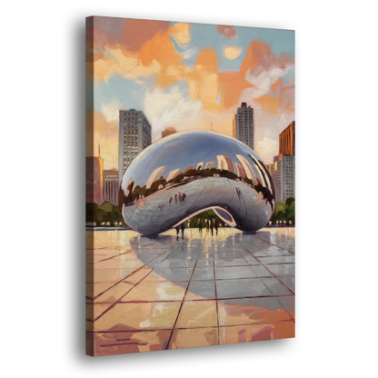 Chicago Cloud Gate Reflection Side - Canvas Wall Art