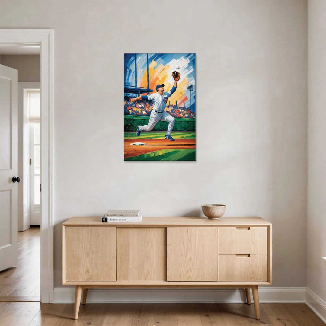 Chicago Cubs Outfield Catch - Canvas Wall Art - Coffee Table - 24x36