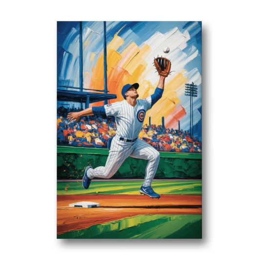 Chicago Cubs Outfield Catch - Canvas Wall Art - Front