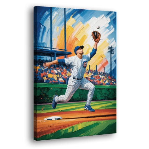 Chicago Cubs Outfield Catch - Canvas Wall Art - Side