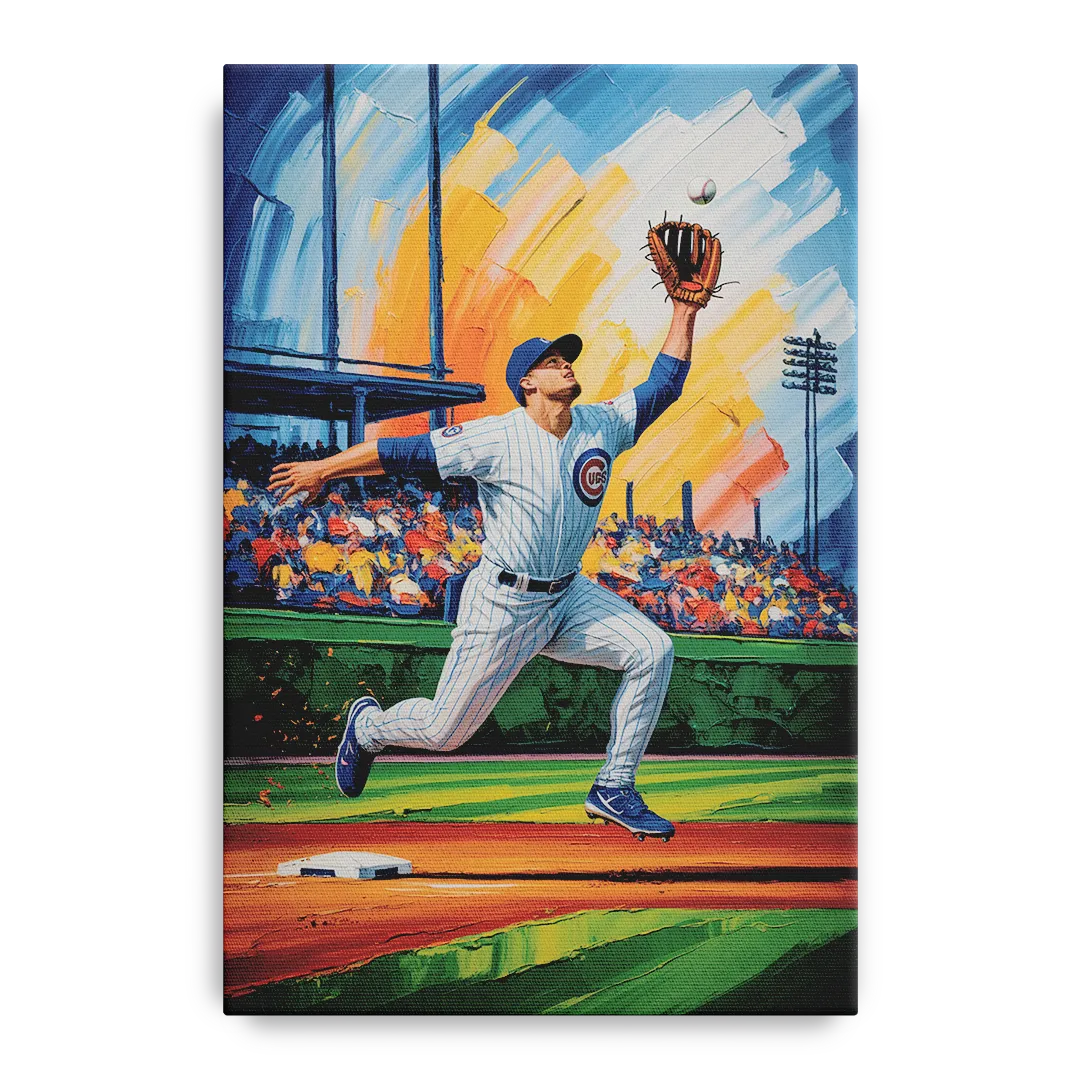 Chicago Cubs Outfield Catch Front - Canvas Wall Art