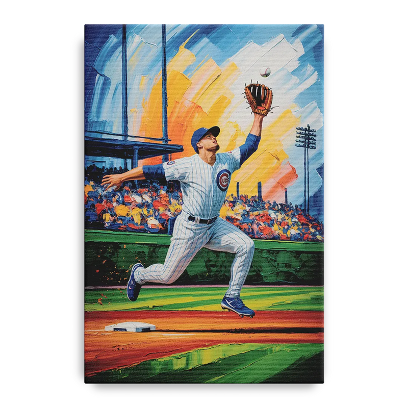 Chicago Cubs Outfield Catch Front - Canvas Wall Art