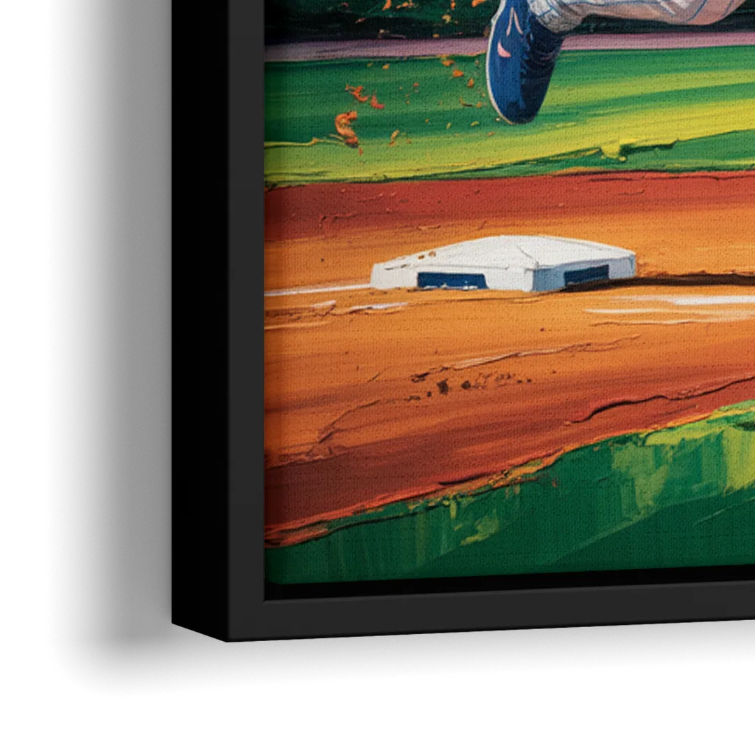 Chicago Cubs Outfield Catch - Close-Up Black Frame Canvas