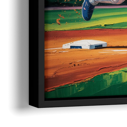 Chicago Cubs Outfield Catch - Close-Up Black Frame Canvas