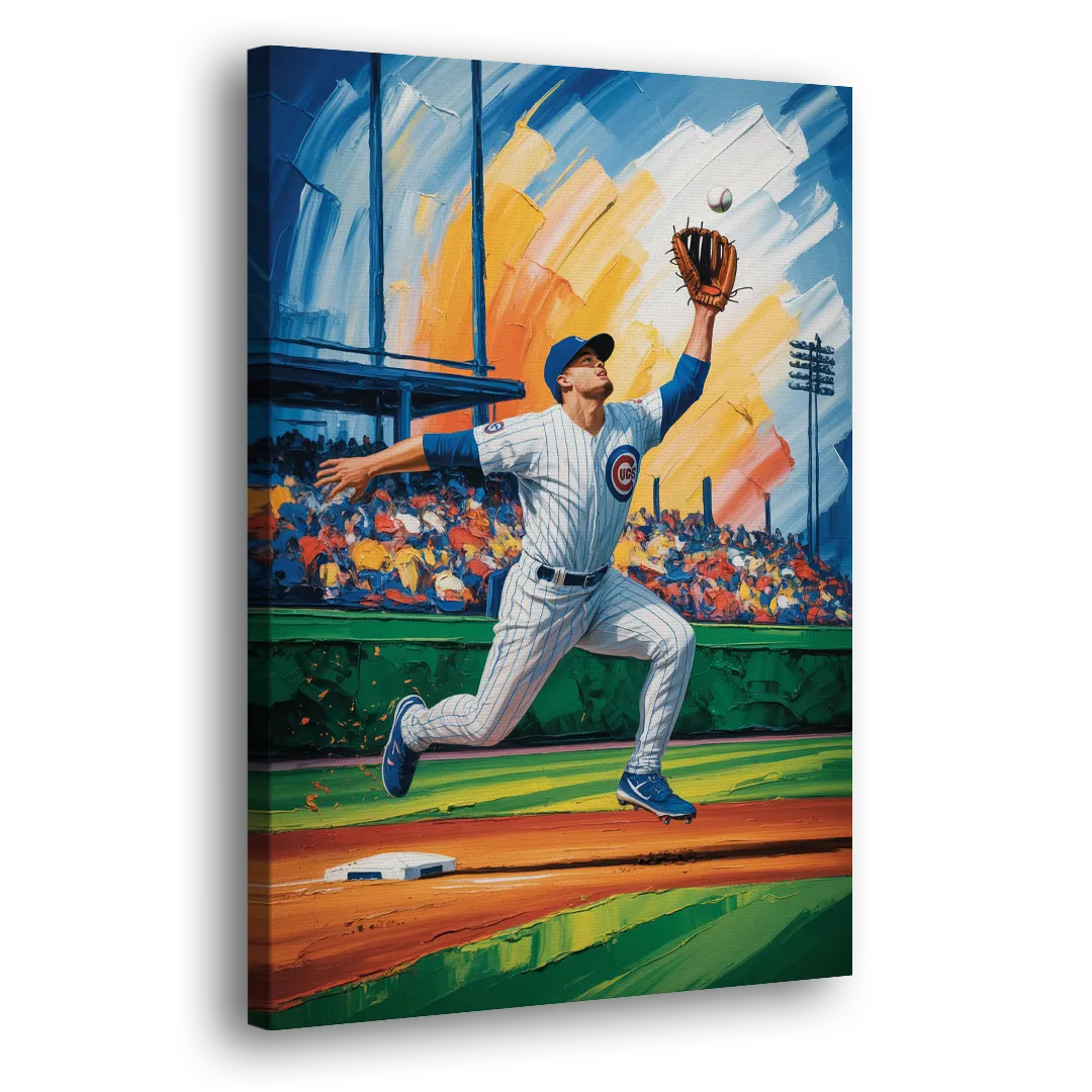 Chicago Cubs Outfield Catch Side - Canvas Wall Art