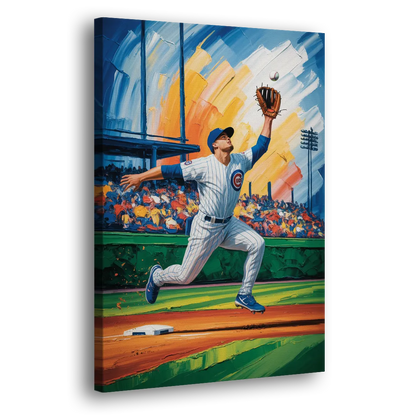 Chicago Cubs Outfield Catch Side - Canvas Wall Art