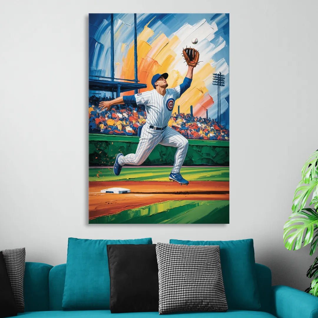 Chicago Cubs Outfield Catch Sitting Room - Canvas Wall Art