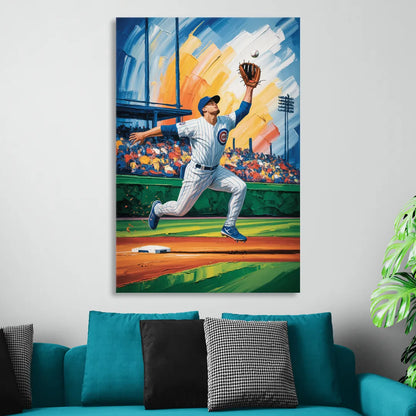 Chicago Cubs Outfield Catch Sitting Room - Canvas Wall Art