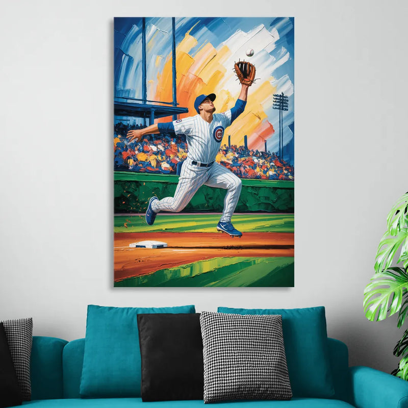 Chicago Cubs Outfield Catch Sitting Room - Canvas Wall Art