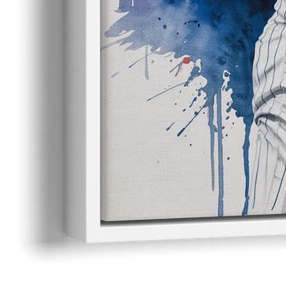 Chicago Cubs Player Celebration in Expressive Watercolor - Close-Up White Frame Canvas
