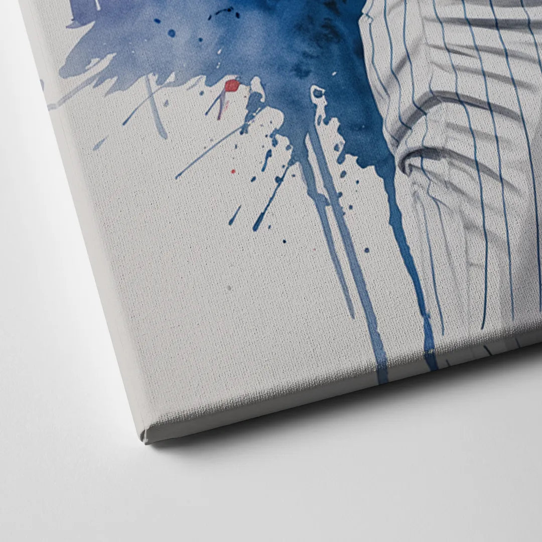 Chicago Cubs Player Celebration in Expressive Watercolor Canvas Close Up