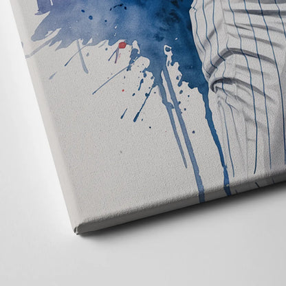 Chicago Cubs Player Celebration in Expressive Watercolor Canvas Close Up