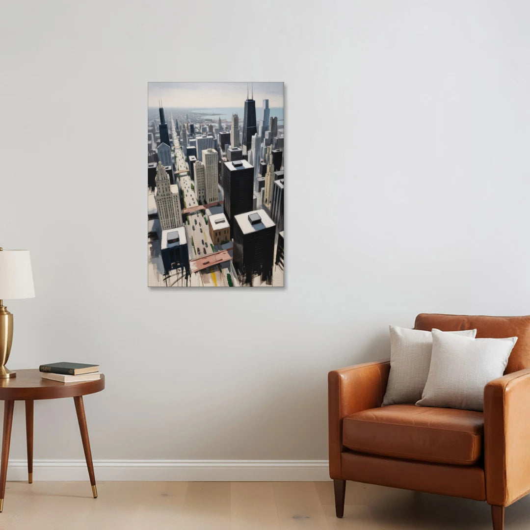 Chicago Downtown Black & White - Canvas Wall Art - Sofa - 24x36