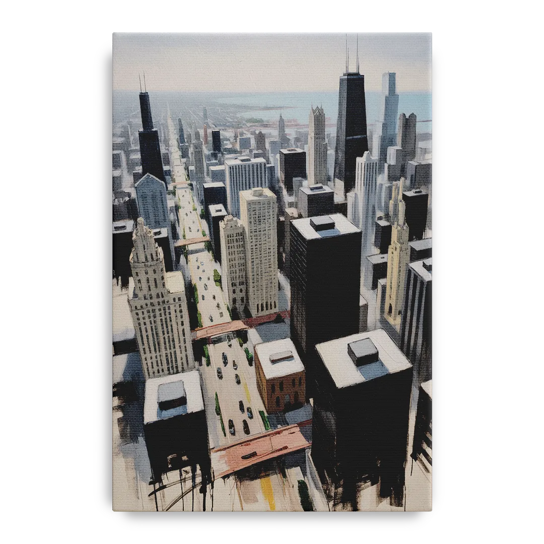Chicago Downtown Black & White - Canvas Wall Art