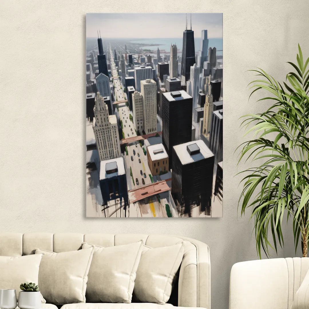 Chicago Downtown Black & White Sitting Room - Canvas Wall Art