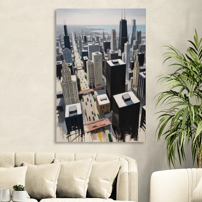 Chicago Downtown Black & White Sitting Room - Canvas Wall Art