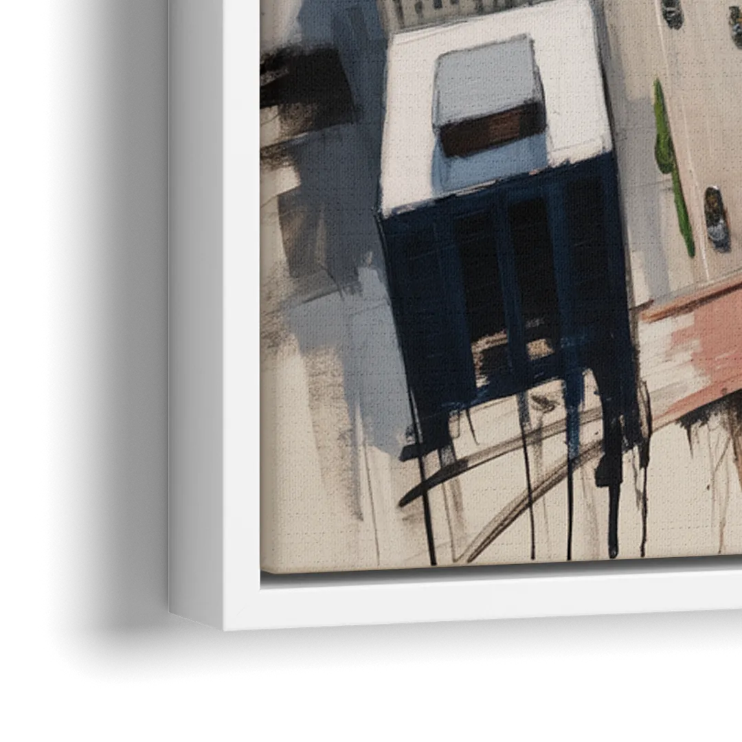 Chicago Downtown Black & White - Close-Up White Frame Canvas