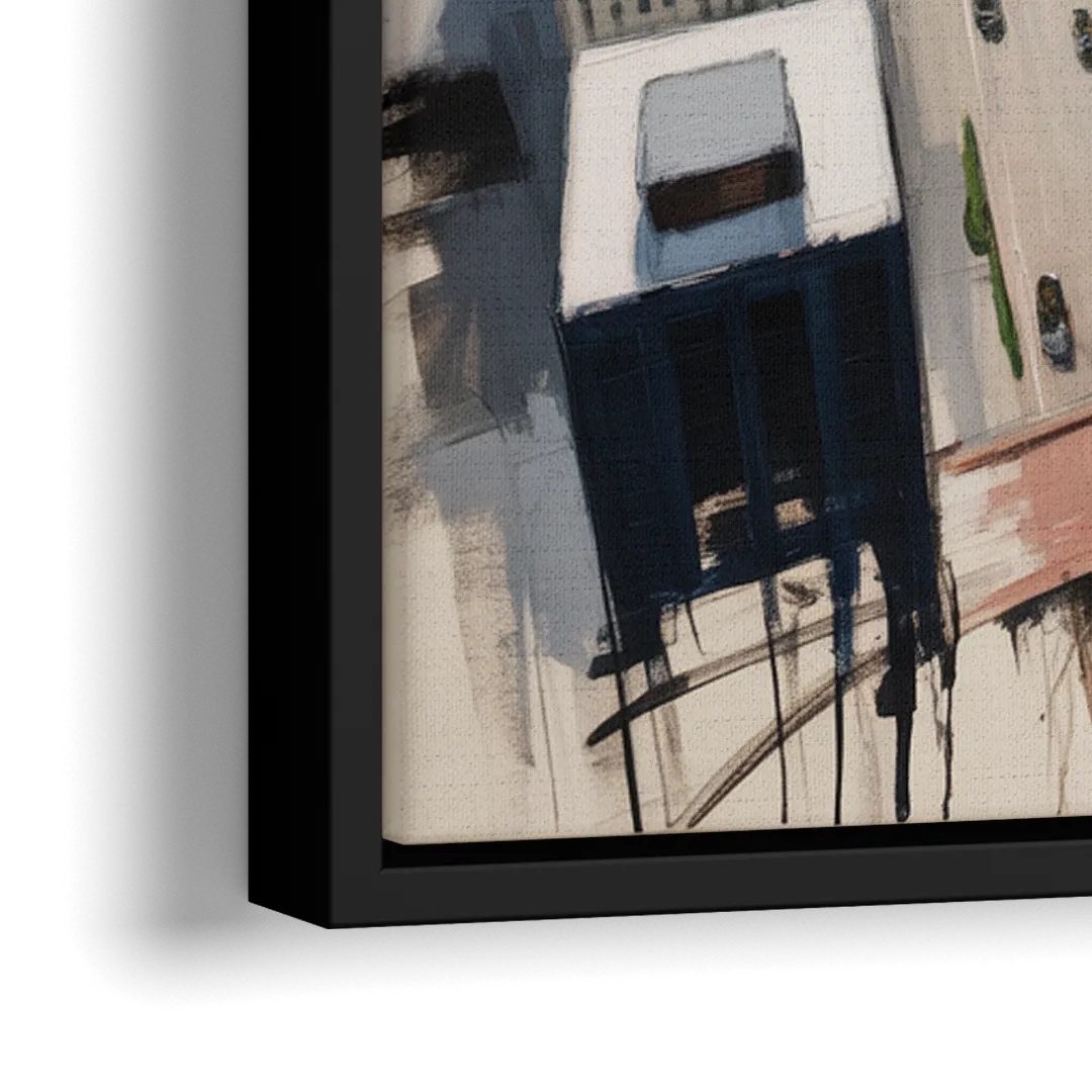 Chicago Downtown Black & White - Close-Up Black Frame Canvas