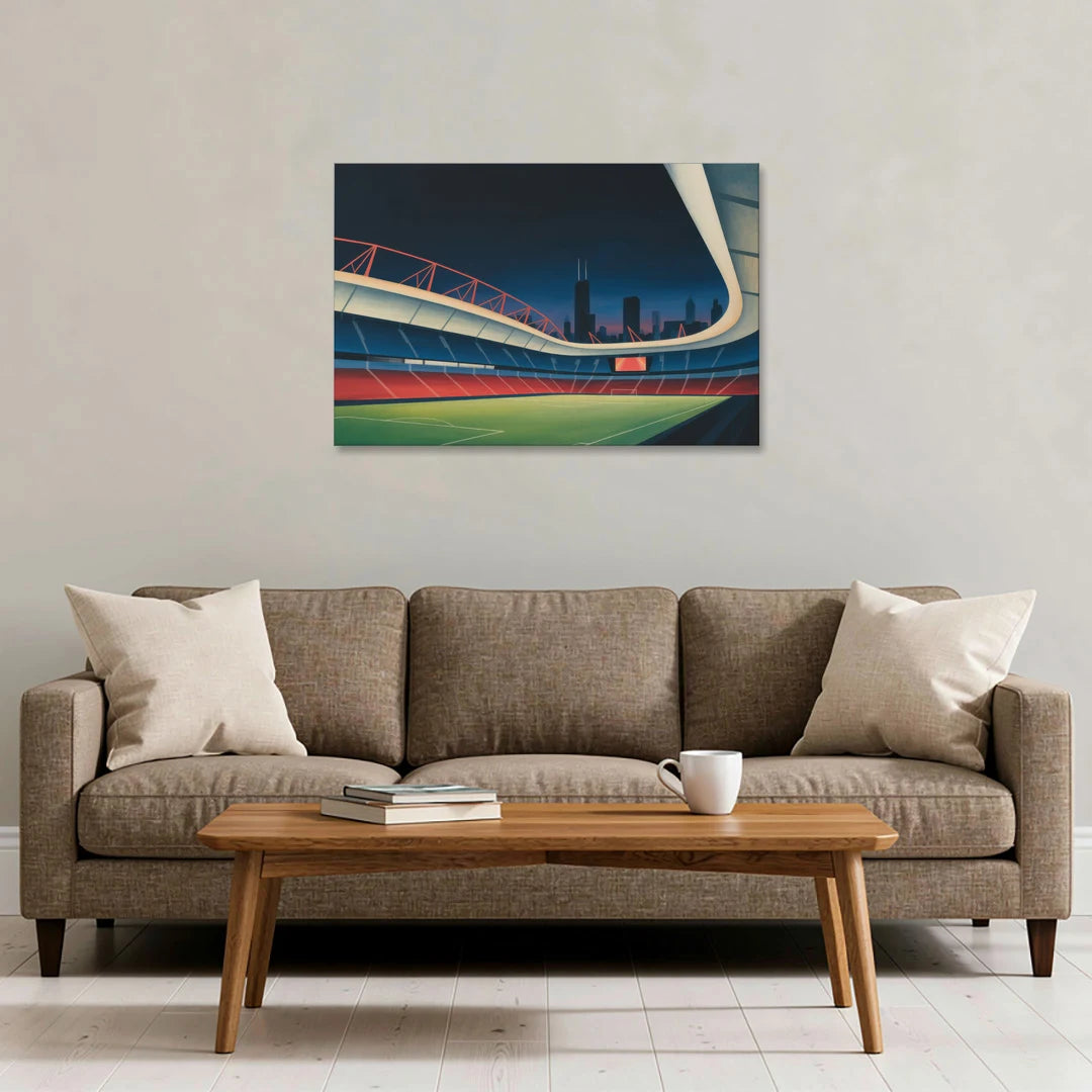 Chicago Fire FC Stadium Night - Canvas Wall Art - Sofa - 36x24