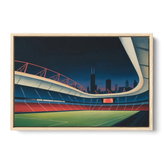 Chicago Fire FC Stadium Night - Oak Framed Canvas Wall Art - Front