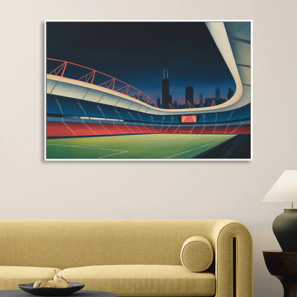 Chicago Fire FC Stadium Night Living Room - White Canvas Wall Art