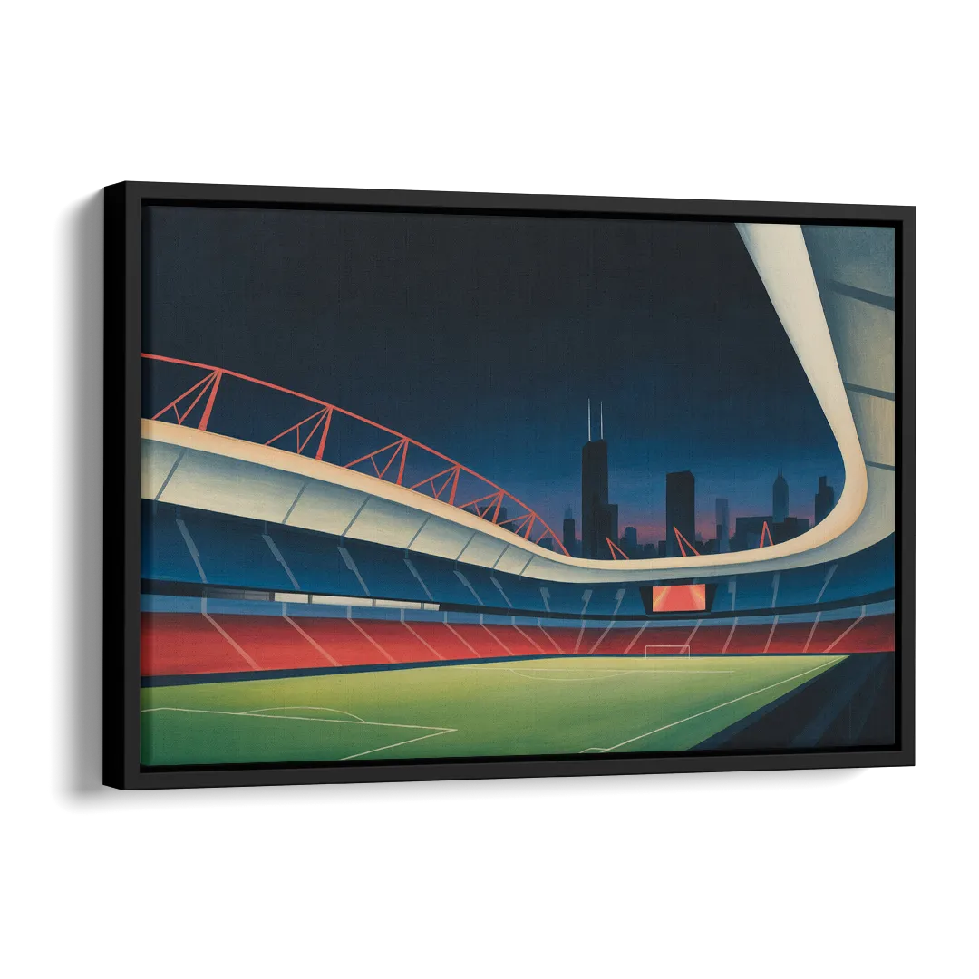 Chicago Fire FC Stadium Night Side - Black Canvas Wall Art