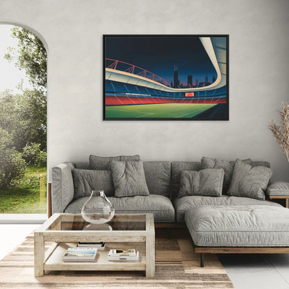 Chicago Fire FC Stadium Night - Living Room Black Frame Canvas