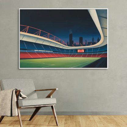 Chicago Fire FC Stadium Night Sitting Room - White Canvas Wall Art