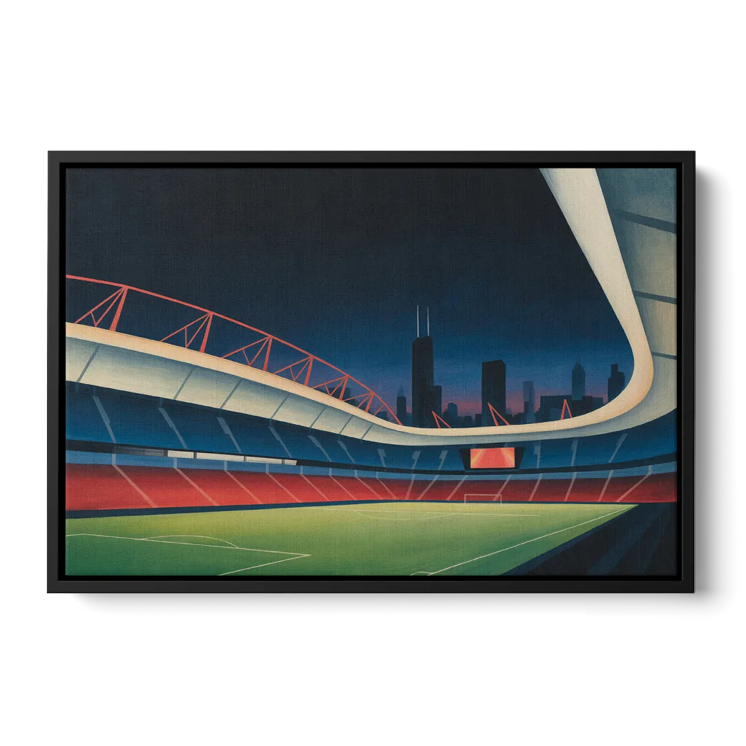 Chicago Fire FC Stadium Night Front - Black Canvas Wall Art