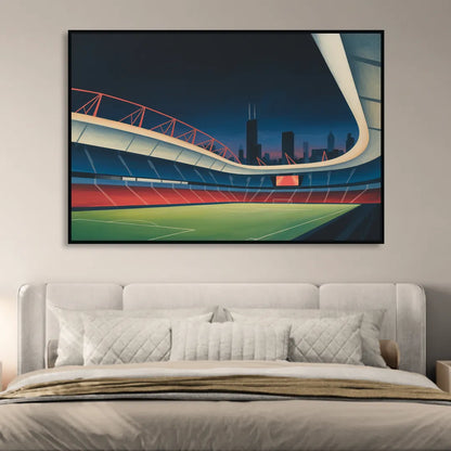 Chicago Fire FC Stadium Night Sitting Room - Black Canvas Wall Art