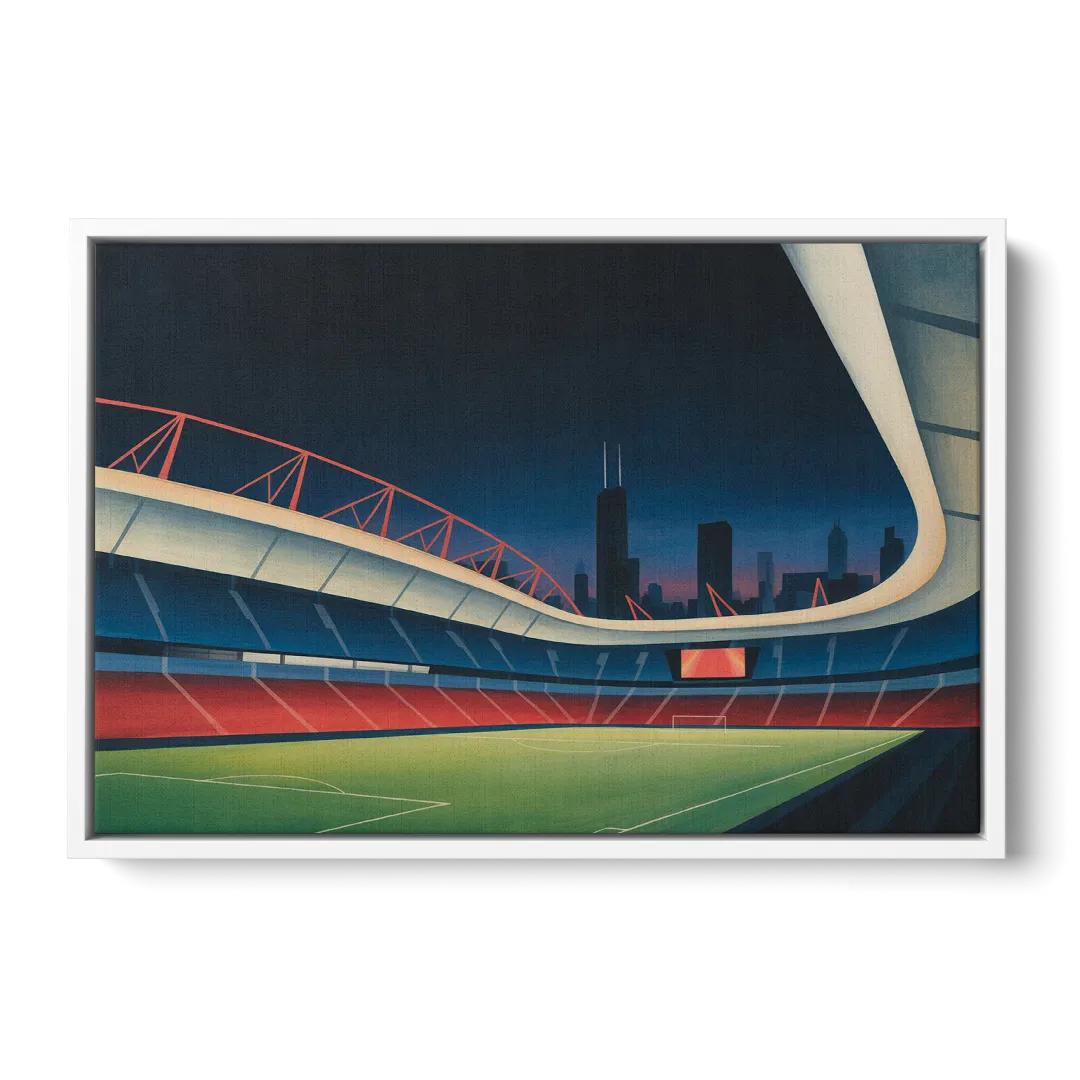 Chicago Fire FC Stadium Night - White Frame Canvas