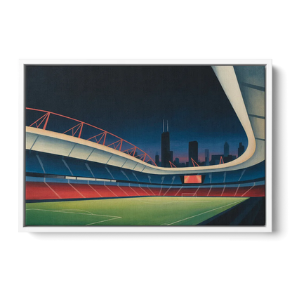 Chicago Fire FC Stadium Night - White Frame Canvas