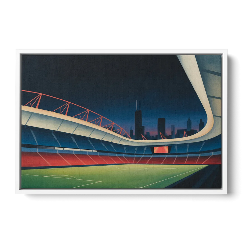 Chicago Fire FC Stadium Night - White Frame Canvas