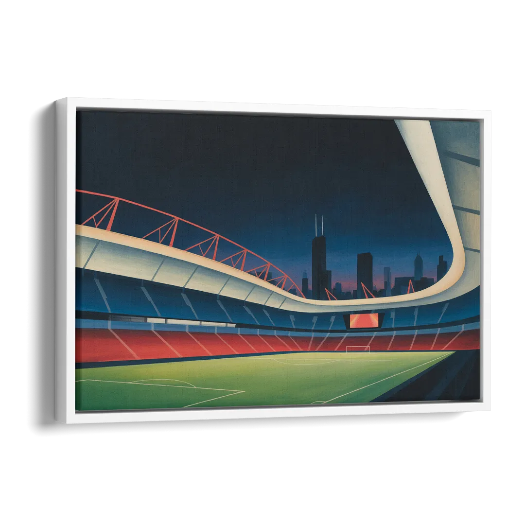 Chicago Fire FC Stadium Night Side - White Canvas Wall Art