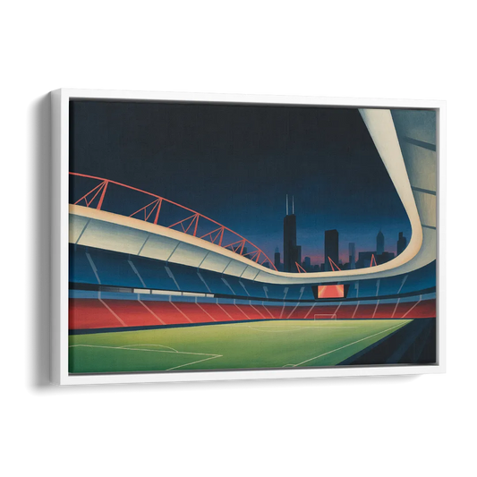Chicago Fire FC Stadium Night Side - White Canvas Wall Art